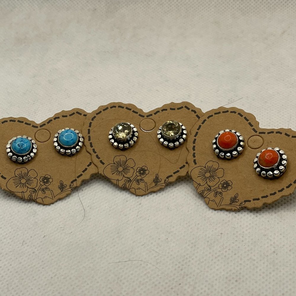 Turquoise, Coral, & Citrine Earrings BEAUTIFUL!